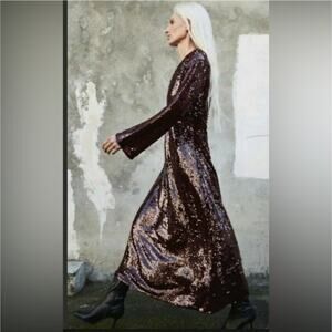NWT Zara Burgundy Sequin Dress